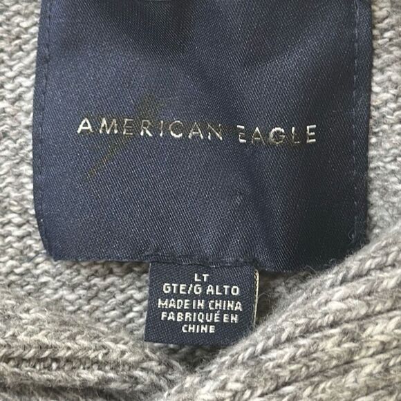 American Eagle‎ AE Sweater Mens LT Shawl Collared Button up Gray Cabincore - Picture 4 of 6